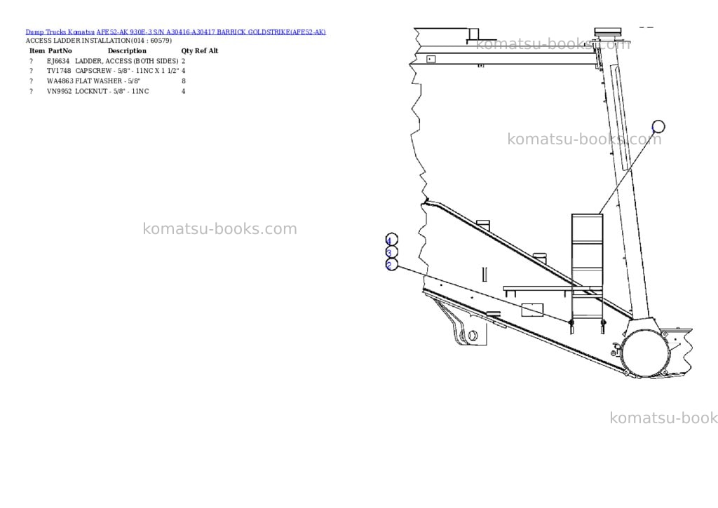 Komatsu afe52-ak 930e-3 s/n a30416-a30417 barrick goldstrike Parts catalog cover Page 7
