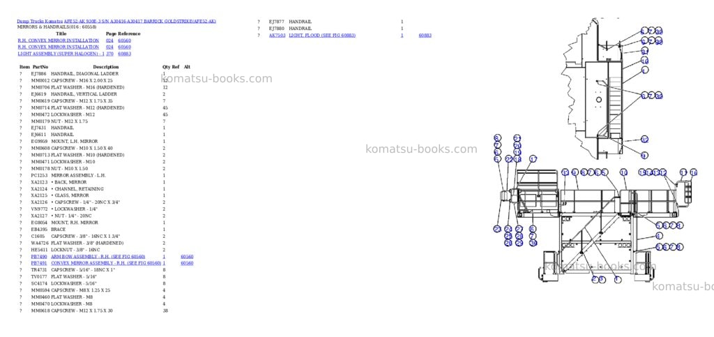 Komatsu afe52-ak 930e-3 s/n a30416-a30417 barrick goldstrike Parts catalog cover Page 8