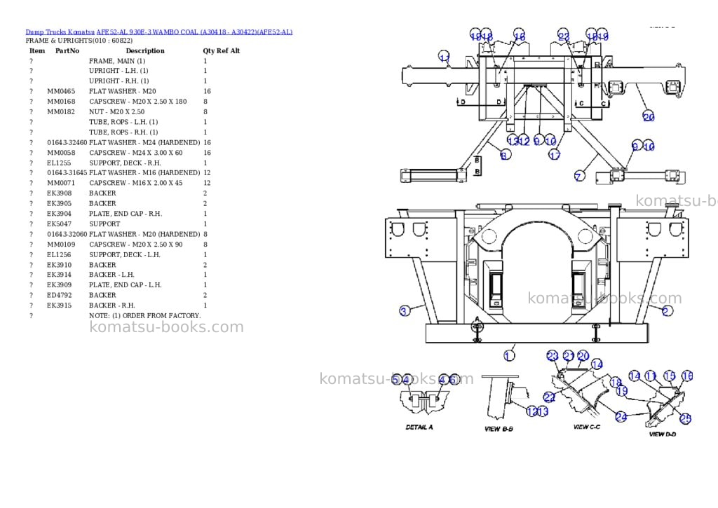 Komatsu afe52-al 930e-3 wambo coal a30418 - a30422 Parts catalog cover Page 5 Komatsu afe52-al 930e-3 wambo coal a30418 - a30422 Parts catalog cover Page 5