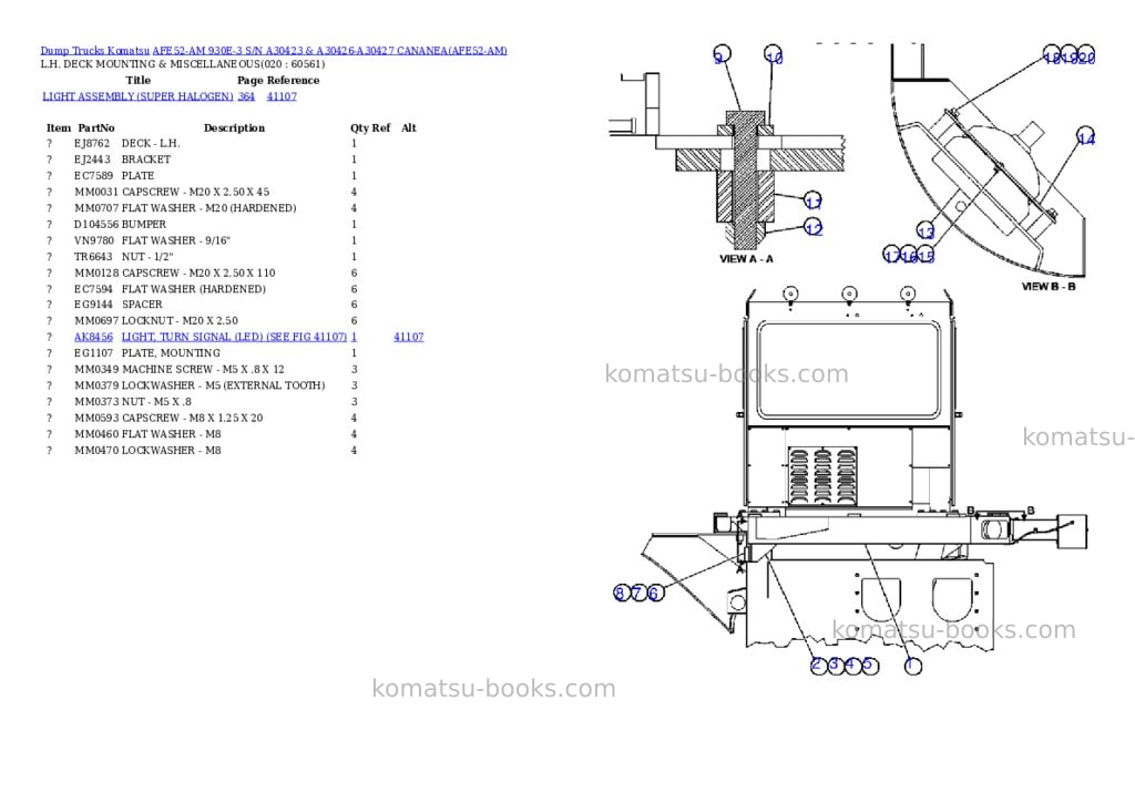 Komatsu afe52-am 930e-3 s/n a30423 & a30426-a30427 cananea Parts catalog cover Page 10