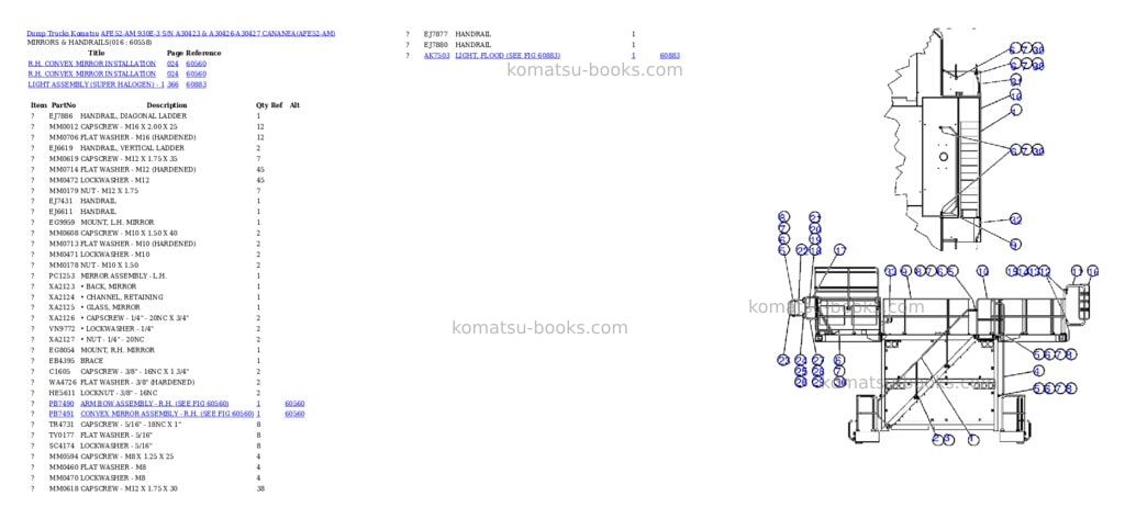 Komatsu afe52-am 930e-3 s/n a30423 & a30426-a30427 cananea Parts catalog cover Page 8