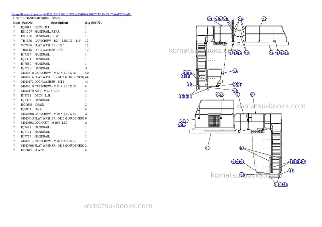 Komatsu afe52-an 930e-3 s/n a30406-a30407 transalta Parts catalog cover Page 9 Komatsu afe52-an 930e-3 s/n a30406-a30407 transalta Parts catalog cover Page 9
