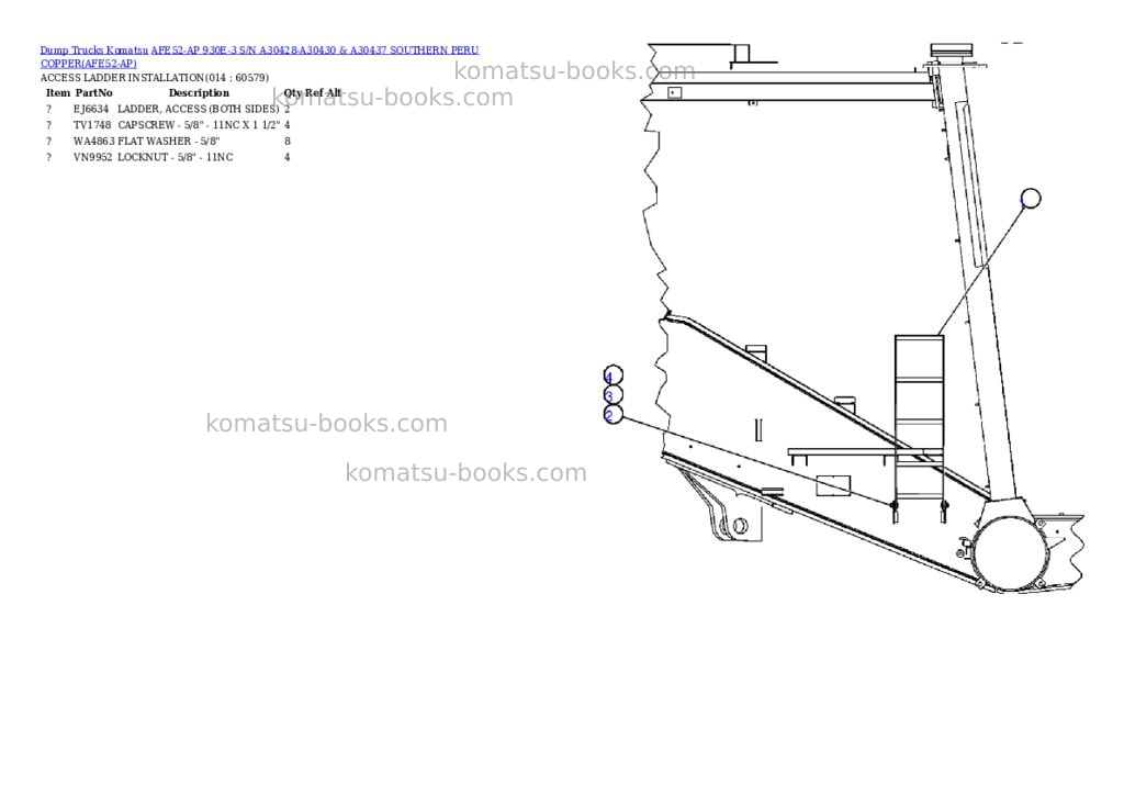 Komatsu afe52-ap 930e-3 s/n a30428-a30430 & a30437 southern peru copper Parts catalog cover Page 7 Komatsu afe52-ap 930e-3 s/n a30428-a30430 & a30437 southern peru copper Parts catalog cover Page 7