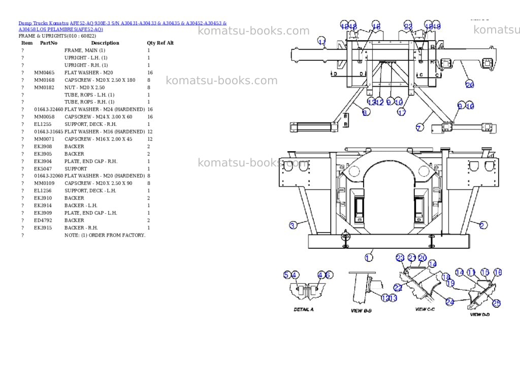 Komatsu afe52-aq 930e-3 s/n a30431-a30433 & a30435 & a30452-a30453 & a30458 los pelambres Parts catalog cover Page 5