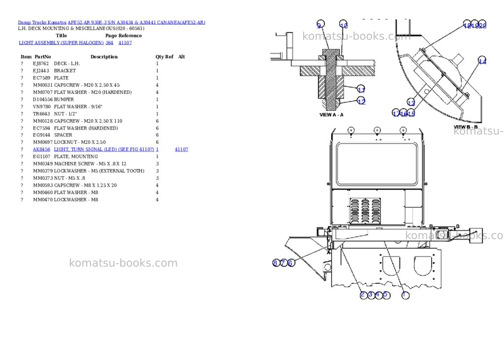 Komatsu afe52-ar 930e-3 s/n a30434 & a30441 cananea Parts catalog cover Page 10