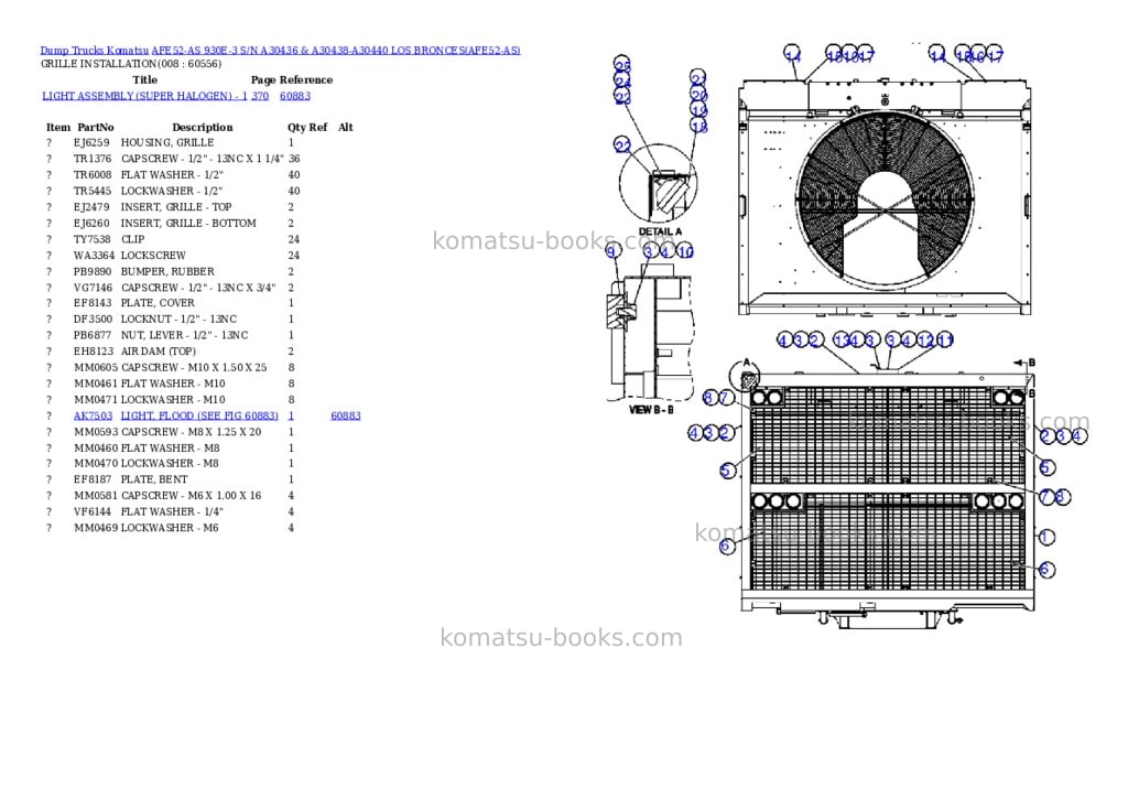 Komatsu afe52-as 930e-3 s/n a30436 & a30438-a30440 los bronces Parts catalog cover Page 4