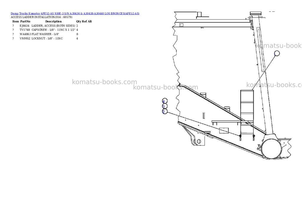 Komatsu afe52-as 930e-3 s/n a30436 & a30438-a30440 los bronces Parts catalog cover Page 7