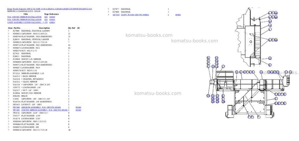 Komatsu afe52-as 930e-3 s/n a30436 & a30438-a30440 los bronces Parts catalog cover Page 8