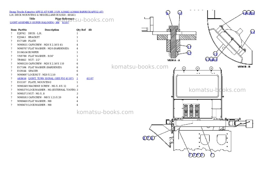 Komatsu afe52-at 930e-3 s/n a30442-a30444 barrick Parts catalog cover Page 10 Komatsu afe52-at 930e-3 s/n a30442-a30444 barrick Parts catalog cover Page 10