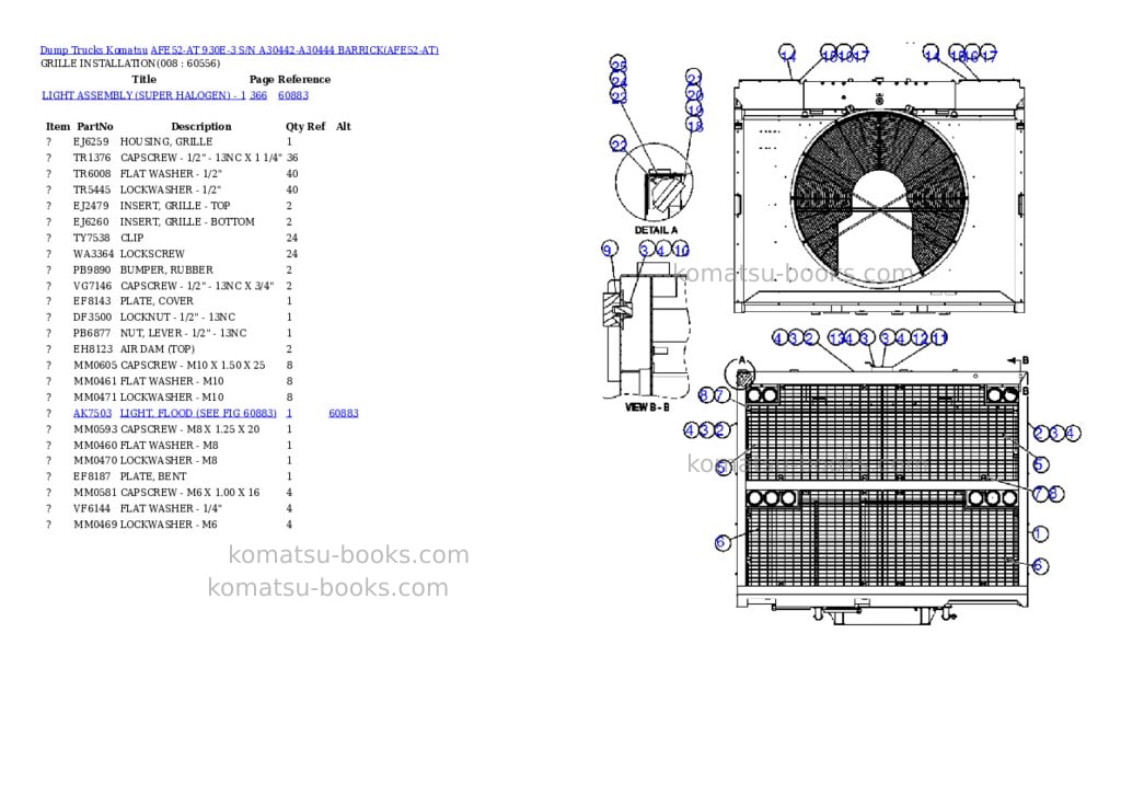 Komatsu afe52-at 930e-3 s/n a30442-a30444 barrick Parts catalog cover Page 4 Komatsu afe52-at 930e-3 s/n a30442-a30444 barrick Parts catalog cover Page 4