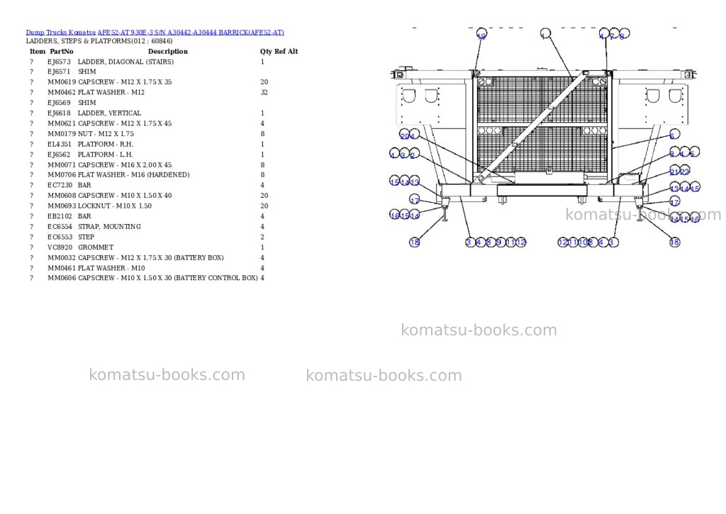Komatsu afe52-at 930e-3 s/n a30442-a30444 barrick Parts catalog cover Page 6 Komatsu afe52-at 930e-3 s/n a30442-a30444 barrick Parts catalog cover Page 6