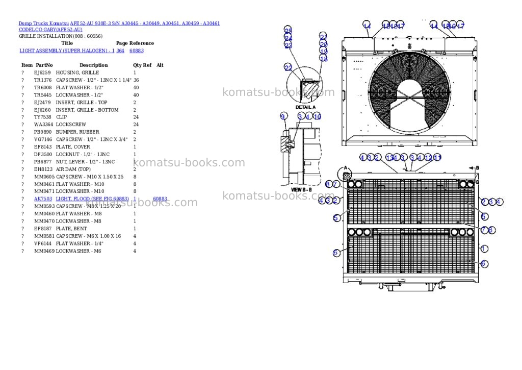 Komatsu afe52-au 930e-3 s/n a30445 - a30449, a30451, a30459 - a30461 codelco gaby Parts catalog cover Page 2