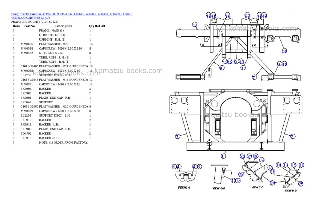 Komatsu afe52-au 930e-3 s/n a30445 - a30449, a30451, a30459 - a30461 codelco gaby Parts catalog cover Page 3