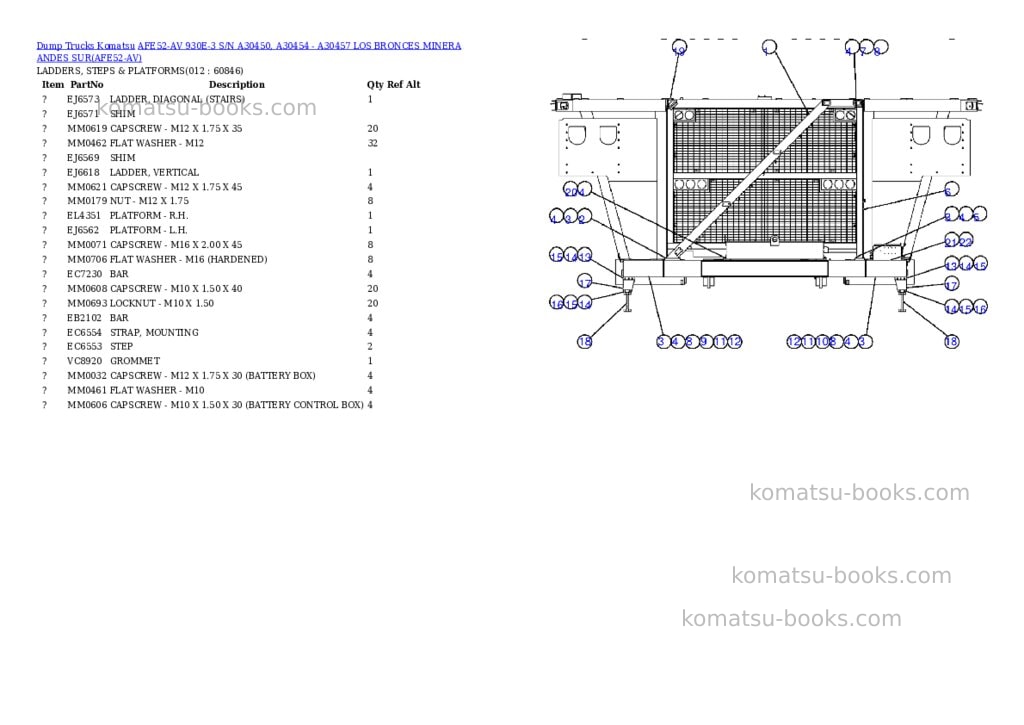 Komatsu afe52-av 930e-3 s/n a30450, a30454 - a30457 los bronces minera andes sur Parts catalog cover Page 6 Komatsu afe52-av 930e-3 s/n a30450, a30454 - a30457 los bronces minera andes sur Parts catalog cover Page 6