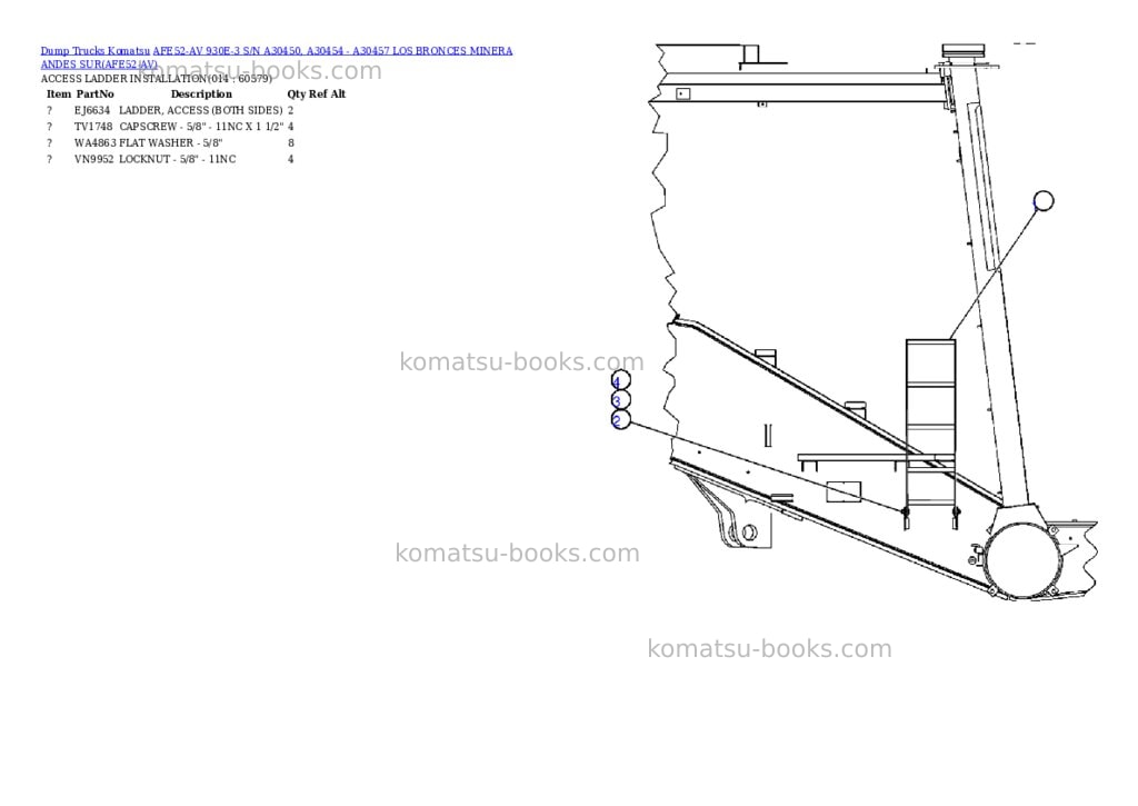 Komatsu afe52-av 930e-3 s/n a30450, a30454 - a30457 los bronces minera andes sur Parts catalog cover Page 7 Komatsu afe52-av 930e-3 s/n a30450, a30454 - a30457 los bronces minera andes sur Parts catalog cover Page 7