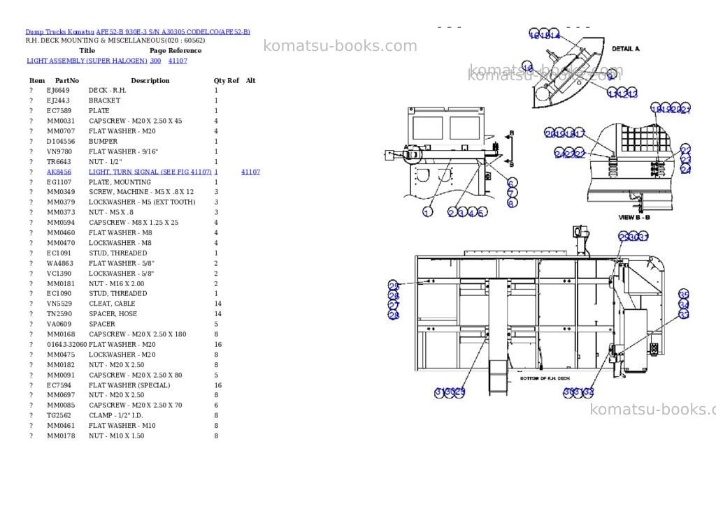 Komatsu afe52-b 930e-3 s/n a30305 codelco Parts catalog cover Page 10