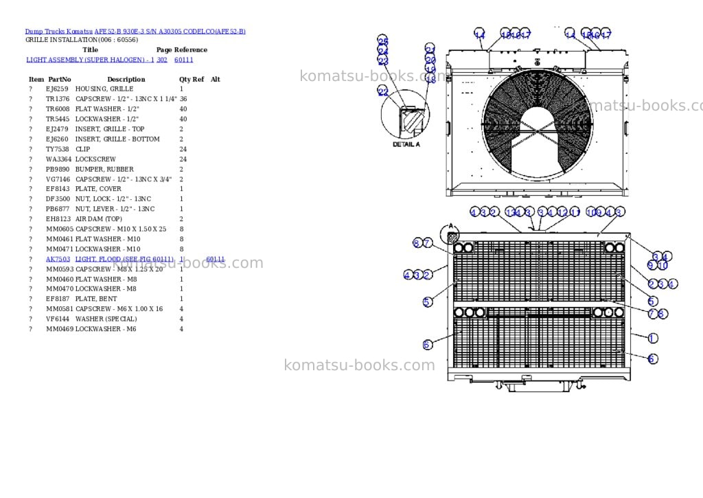 Komatsu afe52-b 930e-3 s/n a30305 codelco Parts catalog cover Page 3