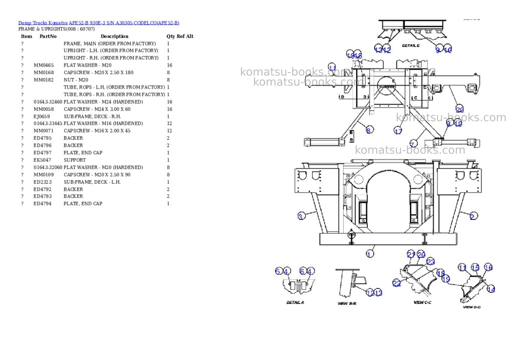 Komatsu afe52-b 930e-3 s/n a30305 codelco Parts catalog cover Page 4