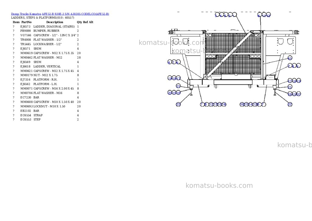 Komatsu afe52-b 930e-3 s/n a30305 codelco Parts catalog cover Page 5