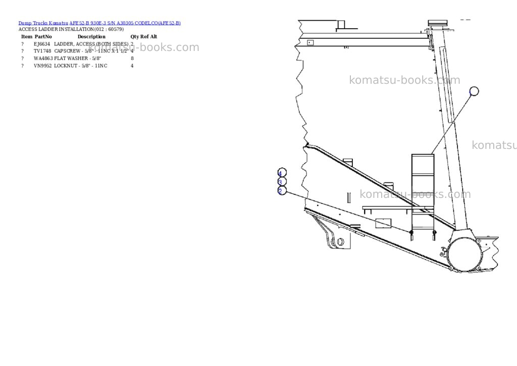 Komatsu afe52-b 930e-3 s/n a30305 codelco Parts catalog cover Page 6