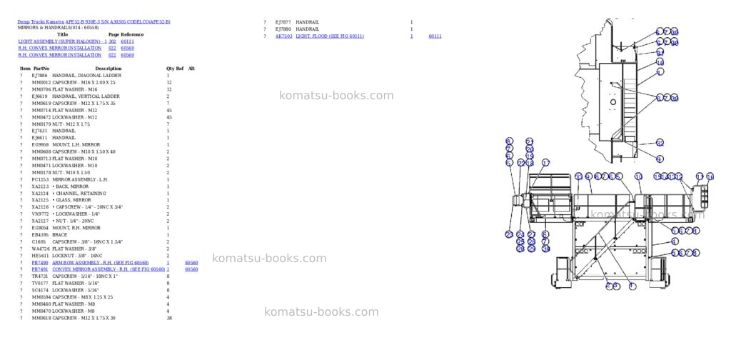 Komatsu afe52-b 930e-3 s/n a30305 codelco Parts catalog cover Page 7