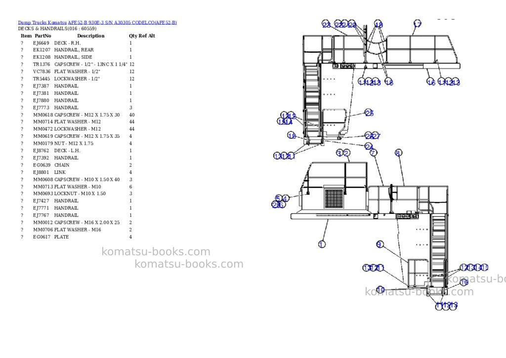 Komatsu afe52-b 930e-3 s/n a30305 codelco Parts catalog cover Page 8