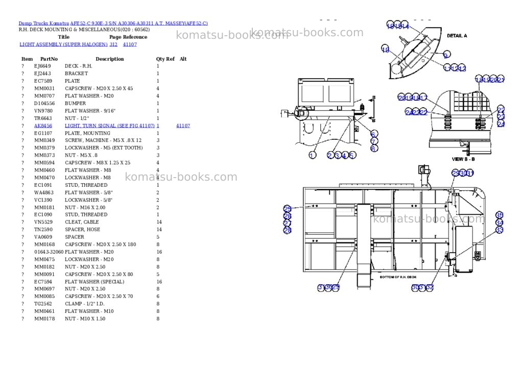 Komatsu afe52-c 930e-3 s/n a30306-a30311 a.t. massey Parts catalog cover Page 10