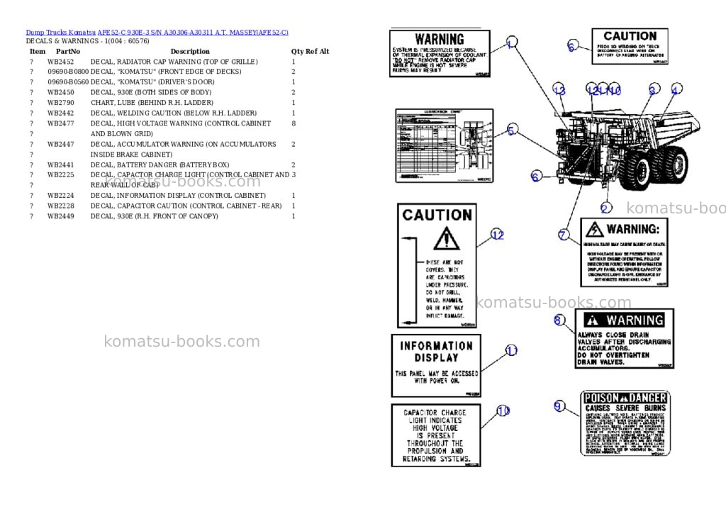 Komatsu afe52-c 930e-3 s/n a30306-a30311 a.t. massey Parts catalog cover Page 2
