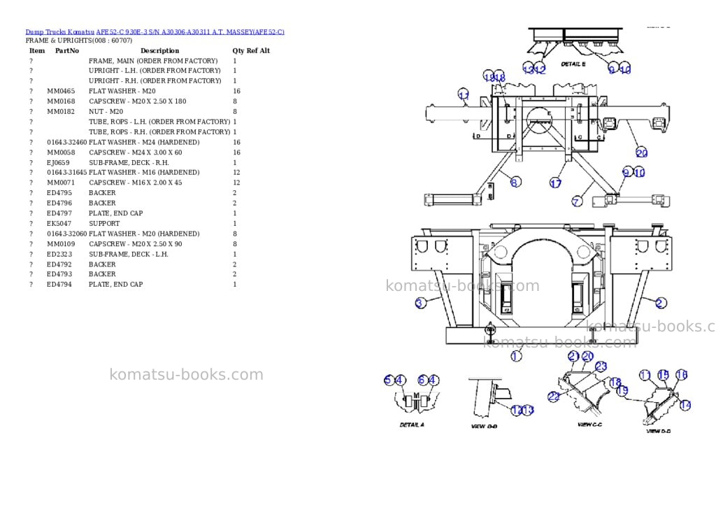 Komatsu afe52-c 930e-3 s/n a30306-a30311 a.t. massey Parts catalog cover Page 4