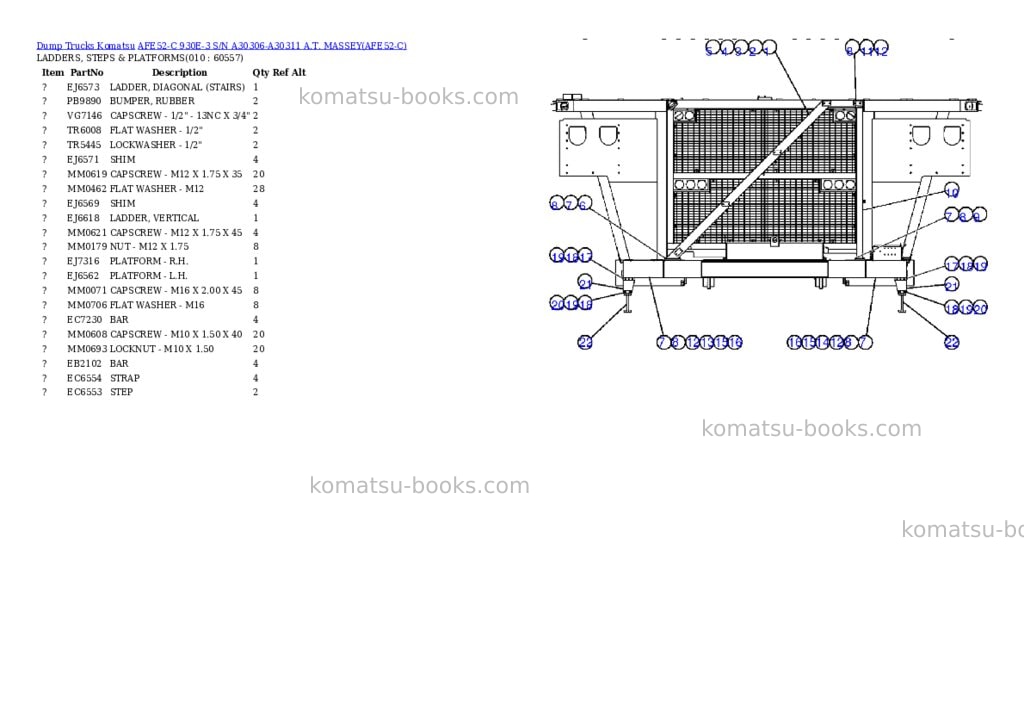 Komatsu afe52-c 930e-3 s/n a30306-a30311 a.t. massey Parts catalog cover Page 5
