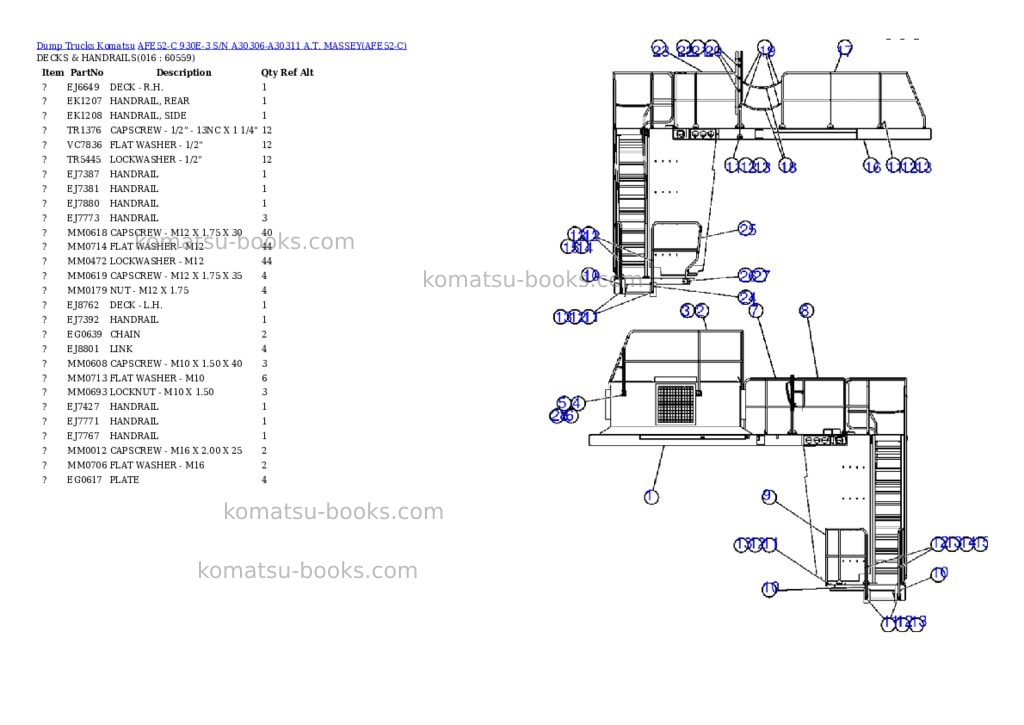 Komatsu afe52-c 930e-3 s/n a30306-a30311 a.t. massey Parts catalog cover Page 8