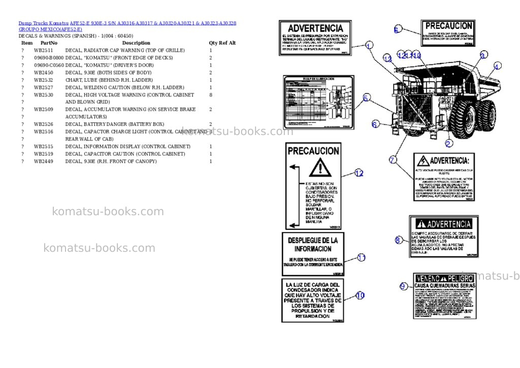 Komatsu afe52-e 930e-3 s/n a30316-a30317 & a30320-a30321 & a30323-a30328 groupo mexico Parts catalog cover Page 2 Komatsu afe52-e 930e-3 s/n a30316-a30317 & a30320-a30321 & a30323-a30328 groupo mexico Parts catalog cover Page 2
