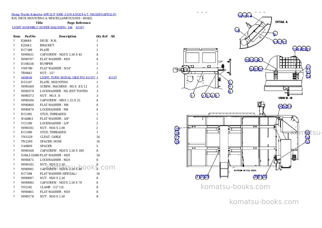 Komatsu afe52-f 930e-3 s/n a30329 a.t. massey Parts catalog cover Page 10 Komatsu afe52-f 930e-3 s/n a30329 a.t. massey Parts catalog cover Page 10