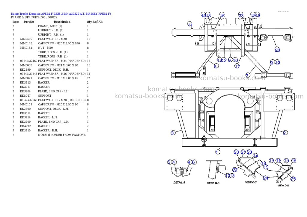 Komatsu afe52-f 930e-3 s/n a30329 a.t. massey Parts catalog cover Page 4 Komatsu afe52-f 930e-3 s/n a30329 a.t. massey Parts catalog cover Page 4