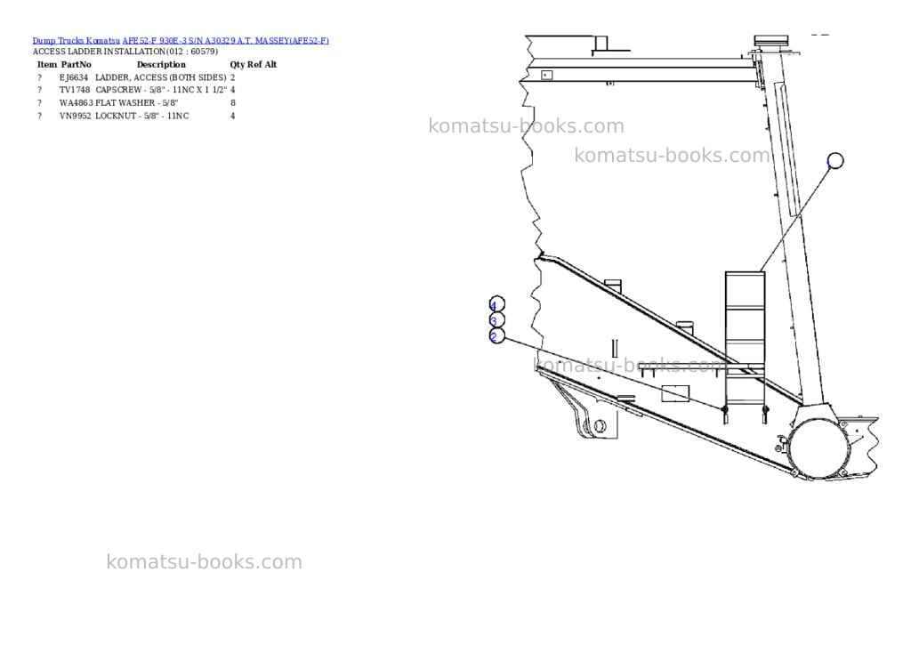 Komatsu afe52-f 930e-3 s/n a30329 a.t. massey Parts catalog cover Page 6 Komatsu afe52-f 930e-3 s/n a30329 a.t. massey Parts catalog cover Page 6