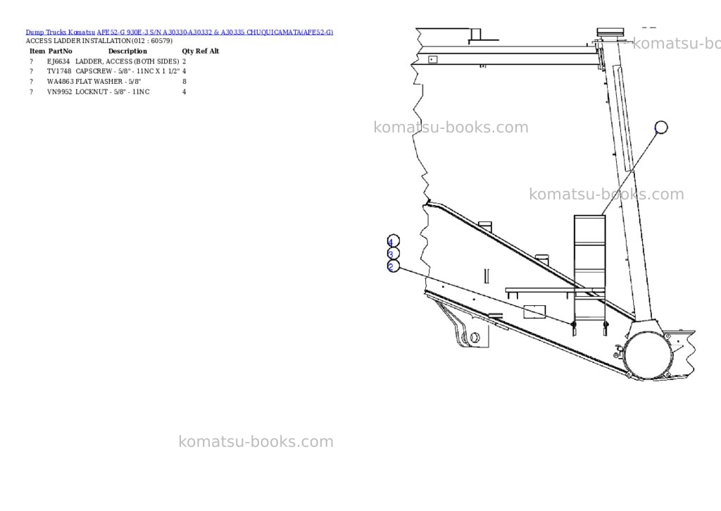 Komatsu afe52-g 930e-3 s/n a30330-a30332 & a30335 chuquicamata Parts catalog cover Page 6 Komatsu afe52-g 930e-3 s/n a30330-a30332 & a30335 chuquicamata Parts catalog cover Page 6