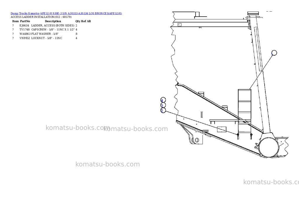 Komatsu afe52-h 930e-3 s/n a30333-a30334 los bronces Parts catalog cover Page 6