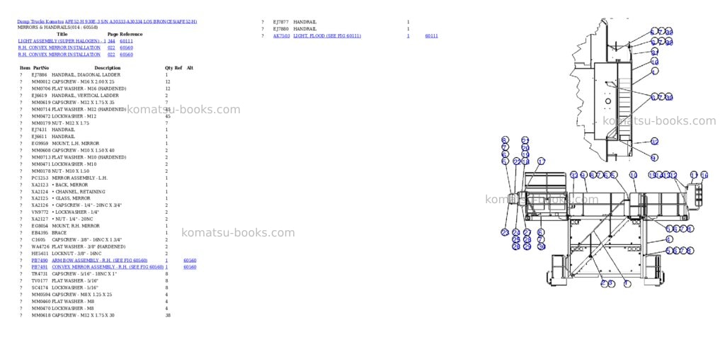 Komatsu afe52-h 930e-3 s/n a30333-a30334 los bronces Parts catalog cover Page 7