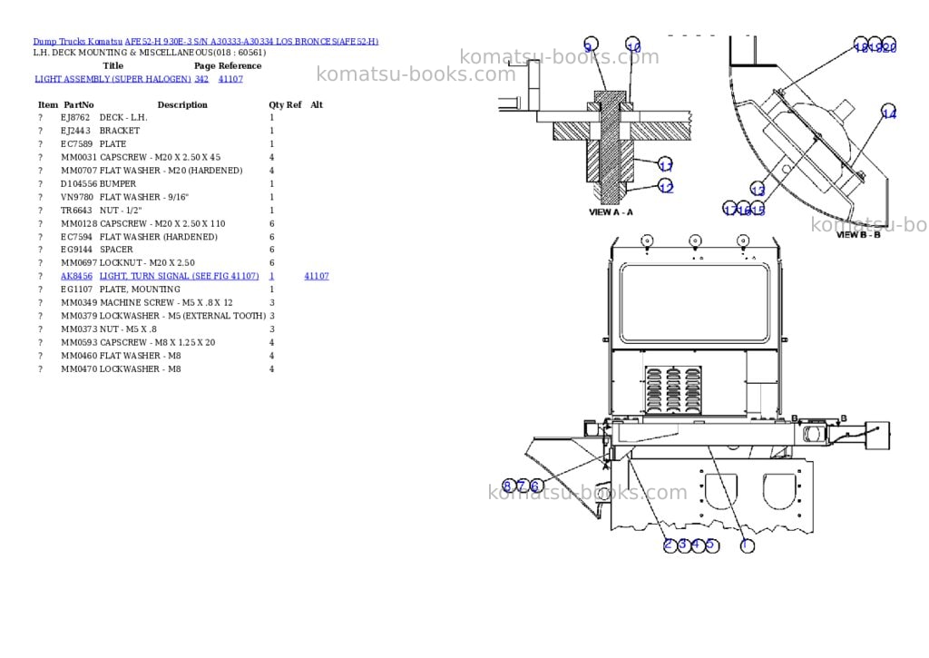 Komatsu afe52-h 930e-3 s/n a30333-a30334 los bronces Parts catalog cover Page 9