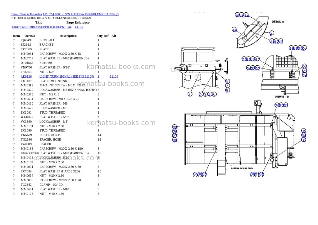 Komatsu afe52-j 930e-3 s/n a30336-a30340 klemke Parts catalog cover Page 10