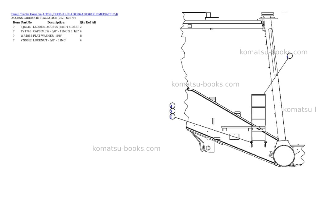 Komatsu afe52-j 930e-3 s/n a30336-a30340 klemke Parts catalog cover Page 6