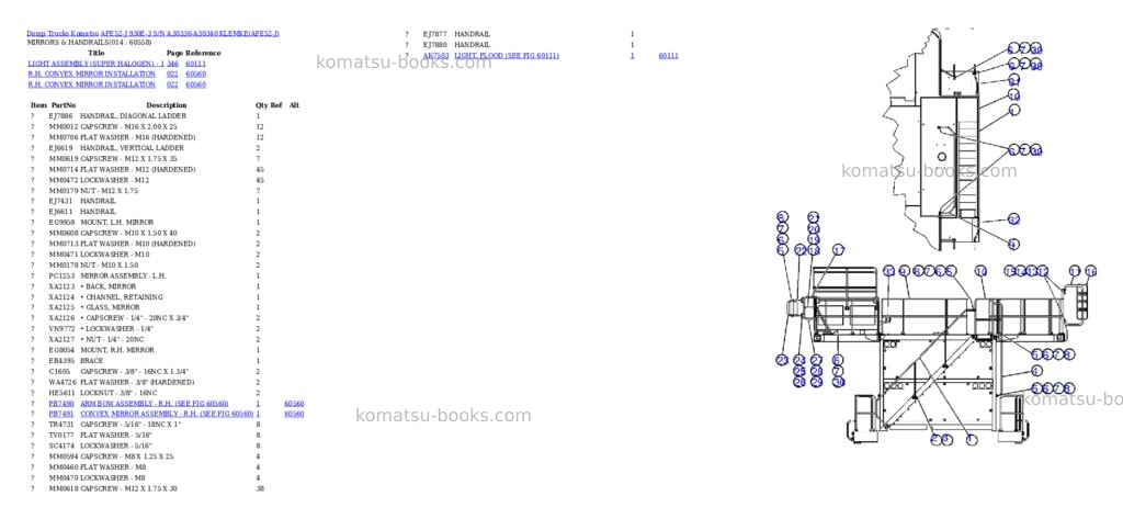 Komatsu afe52-j 930e-3 s/n a30336-a30340 klemke Parts catalog cover Page 7