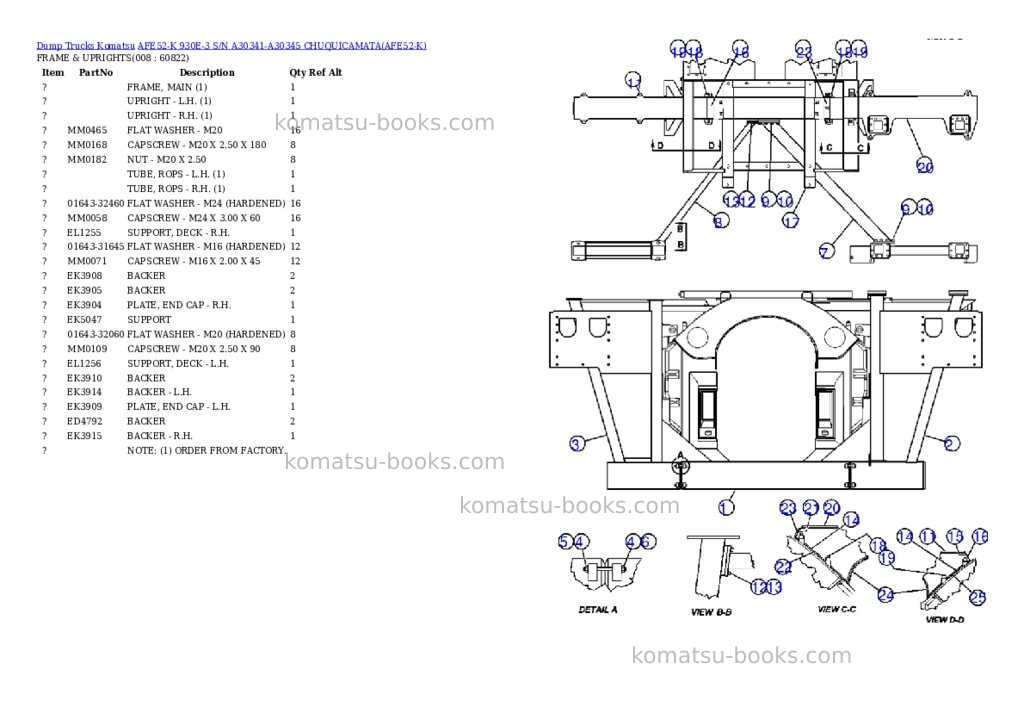 Komatsu afe52-k 930e-3 s/n a30341-a30345 chuquicamata Parts catalog cover Page 4