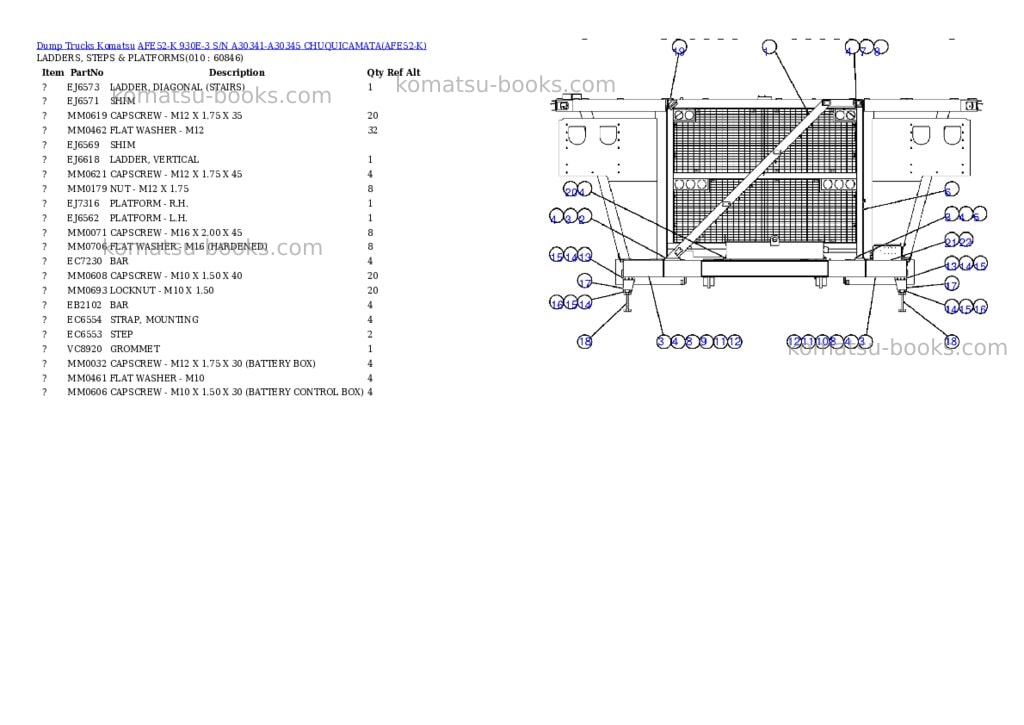 Komatsu afe52-k 930e-3 s/n a30341-a30345 chuquicamata Parts catalog cover Page 5