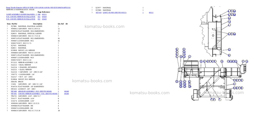 Komatsu afe52-k 930e-3 s/n a30341-a30345 chuquicamata Parts catalog cover Page 7