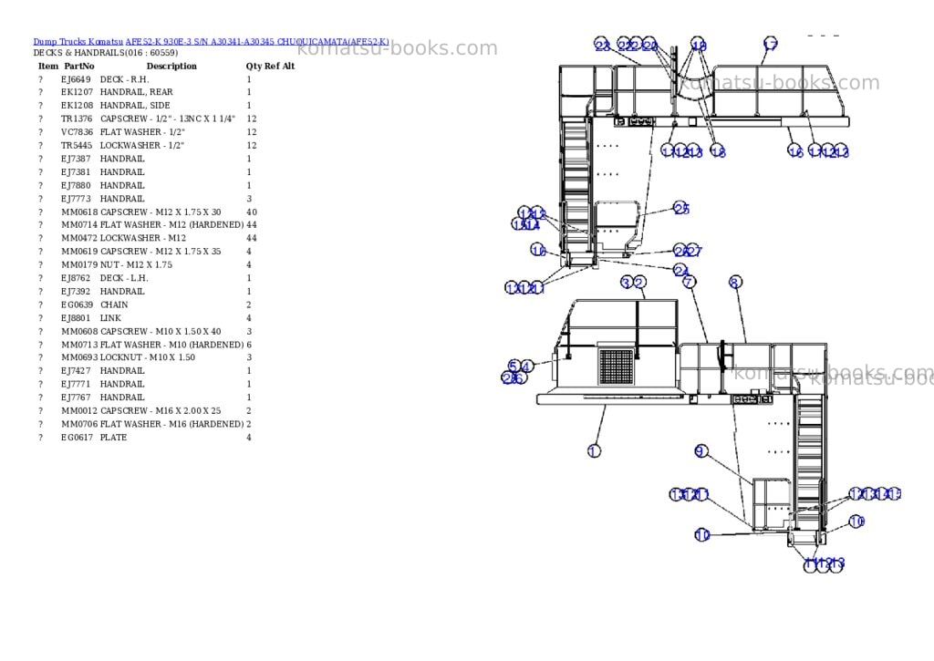 Komatsu afe52-k 930e-3 s/n a30341-a30345 chuquicamata Parts catalog cover Page 8