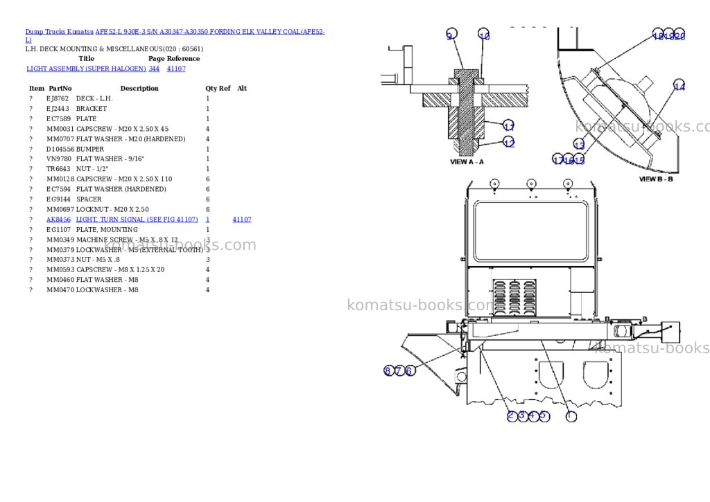 Komatsu afe52-l 930e-3 s/n a30347-a30350 fording elk valley coal Parts catalog cover Page 10 Komatsu afe52-l 930e-3 s/n a30347-a30350 fording elk valley coal Parts catalog cover Page 10