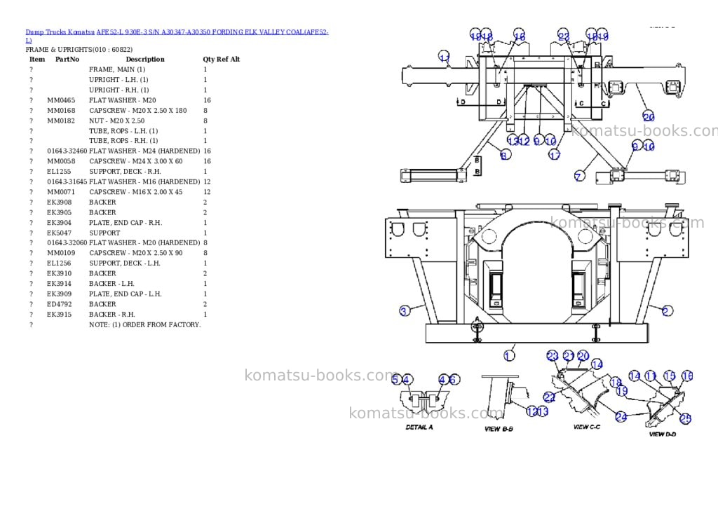 Komatsu afe52-l 930e-3 s/n a30347-a30350 fording elk valley coal Parts catalog cover Page 5 Komatsu afe52-l 930e-3 s/n a30347-a30350 fording elk valley coal Parts catalog cover Page 5