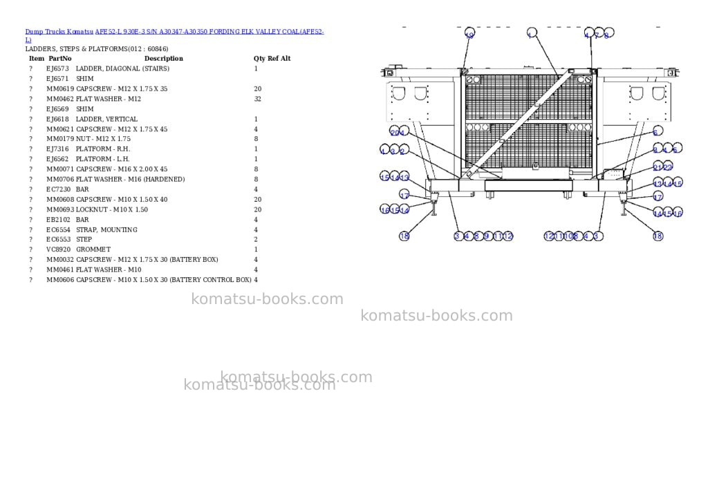 Komatsu afe52-l 930e-3 s/n a30347-a30350 fording elk valley coal Parts catalog cover Page 6 Komatsu afe52-l 930e-3 s/n a30347-a30350 fording elk valley coal Parts catalog cover Page 6