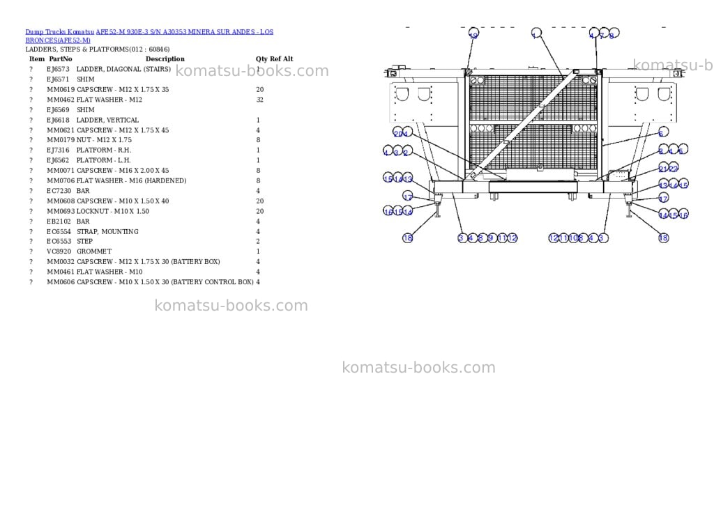 Komatsu afe52-m 930e-3 s/n a30353 minera sur andes - los bronces Parts catalog cover Page 6